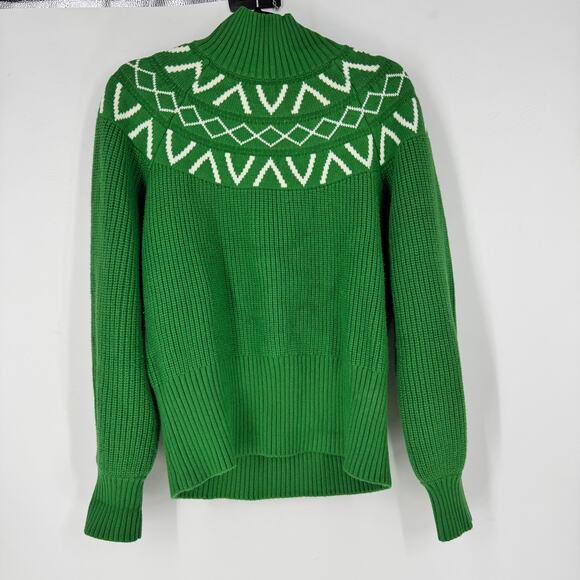 Varley Marcie Fair Isle Mock Neck Sweater in Verdant Green - Picture 2 of 4